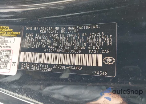 2006 Toyota Camry Solara Se Sport from USA, damaged, VIN 4T1CE38P56U639666